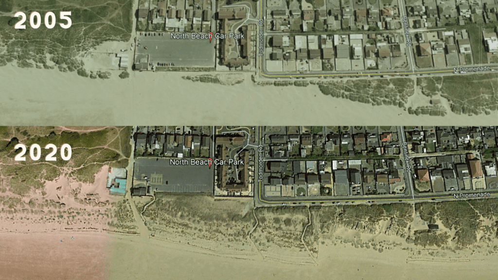North Beach Dunes comparison, 2005-2020. Photo: Fylde Sand Dunes Project