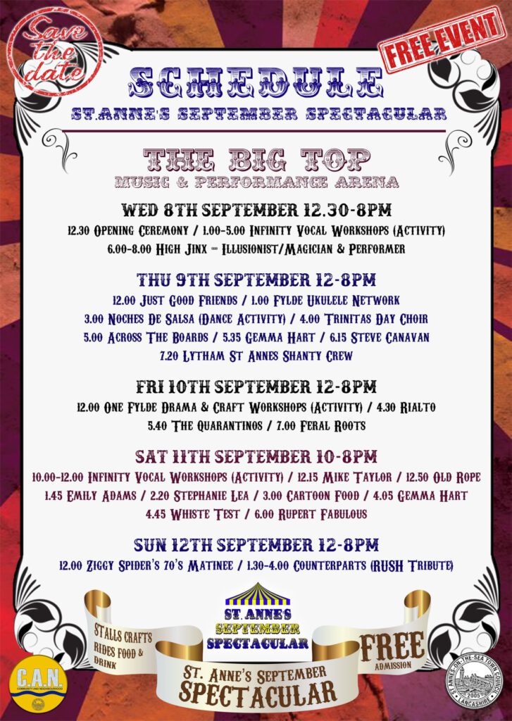 Schedule for St Annes September Spectacular