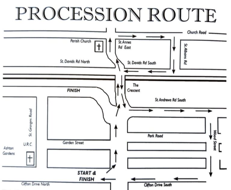Procession/parade route for St Annes Carnival